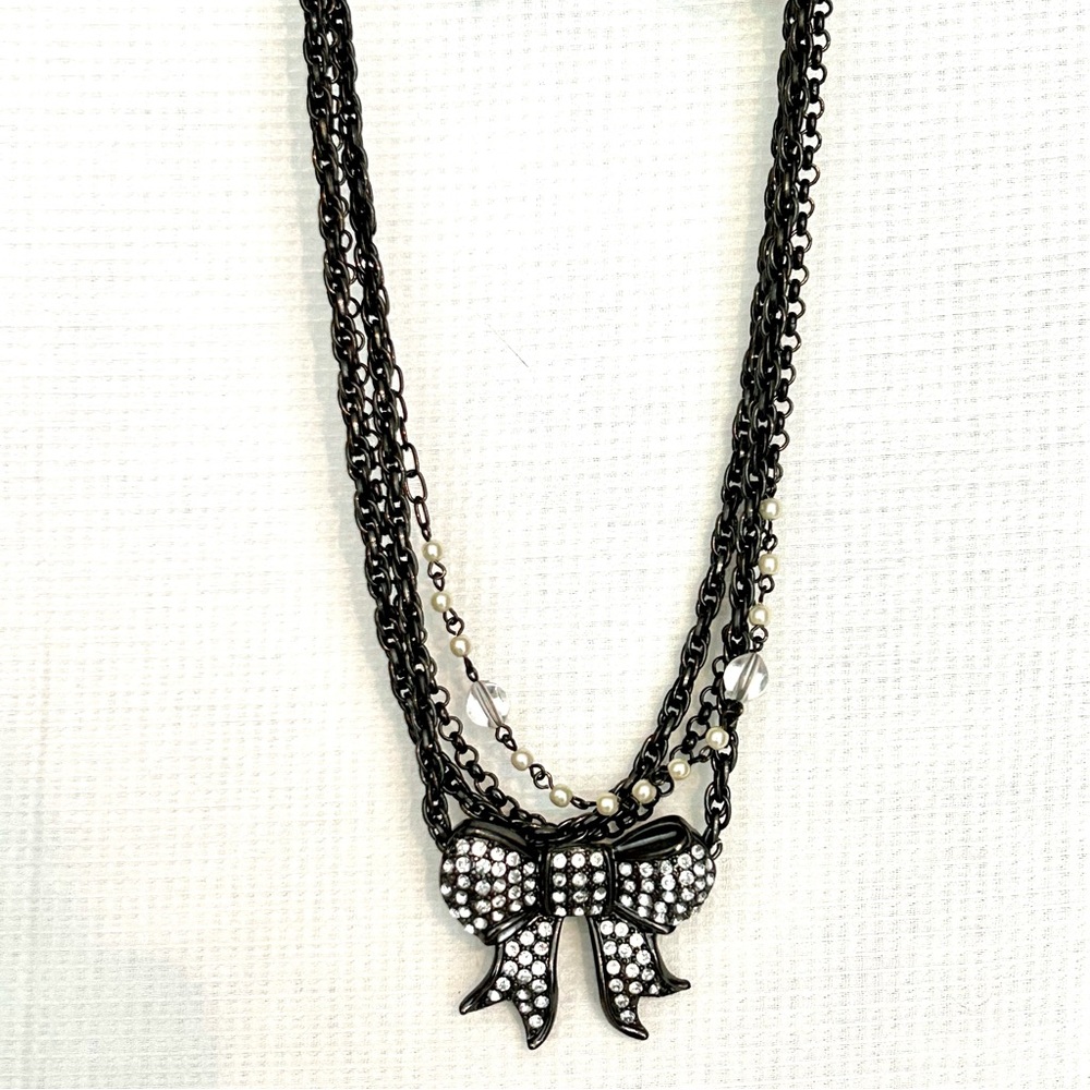 y2k vintage femme goth bow necklace✨